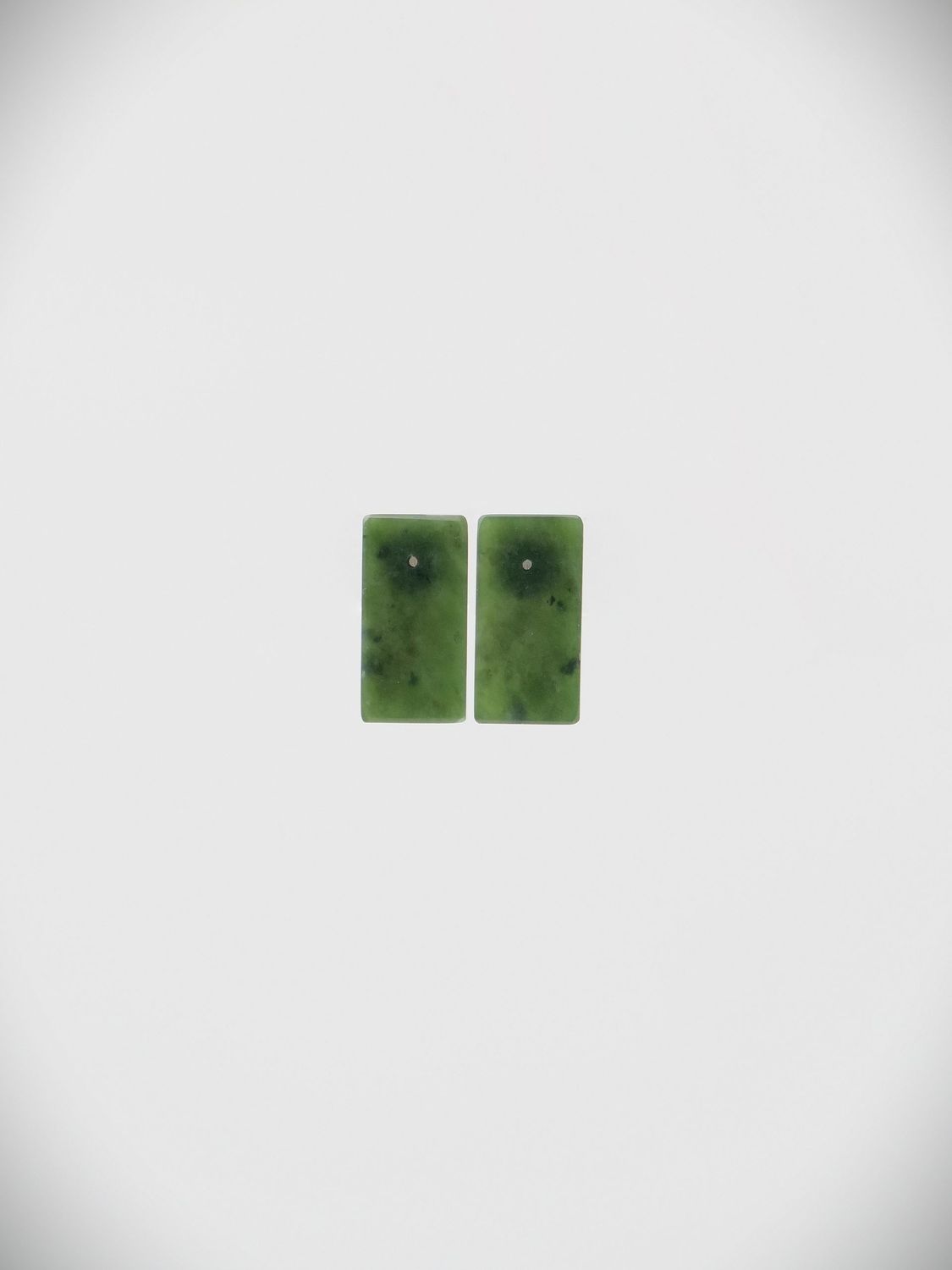 Moko Pounamu Genuine NZ Greenstone & Sterling Silver Rectangle Stud Earrings - Makakaho