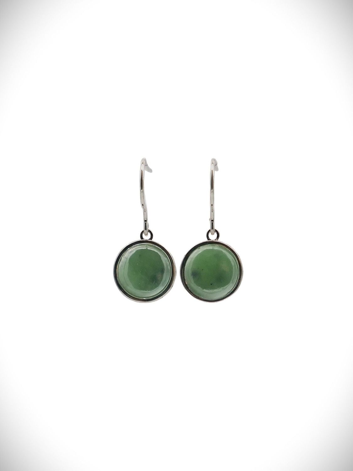 Moko Pounamu Genuine NZ Kawakawa & Sterling Silver Large Round Weave Earrings - WE4