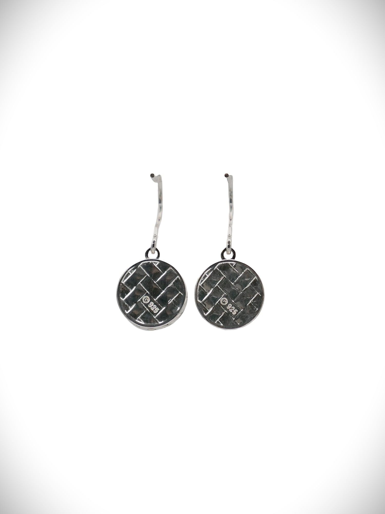 Moko Pounamu Genuine NZ Kawakawa & Sterling Silver Large Round Weave Earrings - WE4