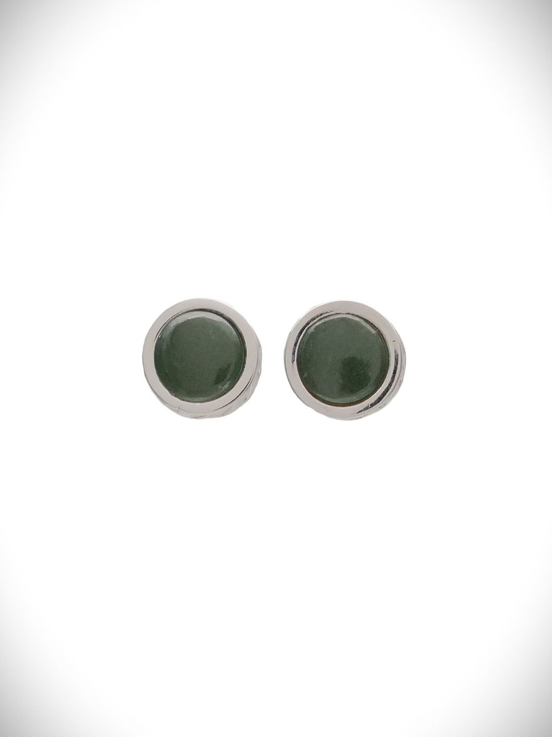 Moko Pounamu Genuine NZ Kawakawa & Sterling Silver Small Stud Weave Earrings - WE6
