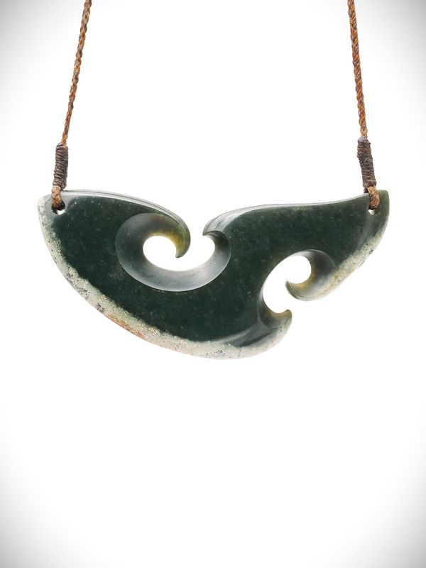 Moko Pounamu Kouma (Breastplate) Genuine NZ Tangiwai Greenstone - Oruarangi