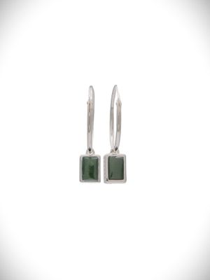 Moko Pounamu Genuine NZ Kawakawa & Sterling Silver Rectangle Earrings Moko Pounamu Genuine NZ Kawakawa & Sterling Silver Rectangle Earrings