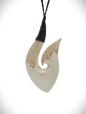 Moko Pounamu Hei Matau (Hook) NZ Genuine Kokopu Greenstone - Ratanui