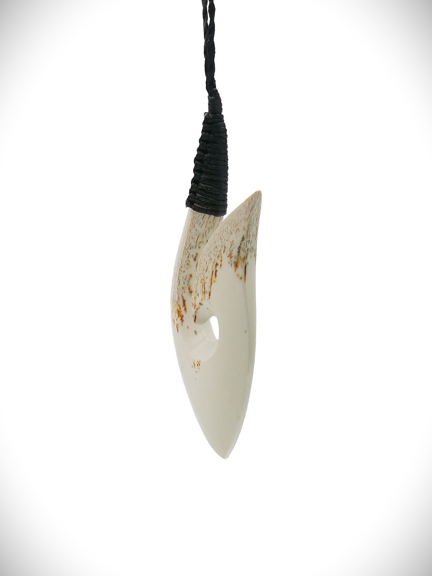 Moko Pounamu Hei Matau (Hook) NZ Genuine Kokopu Greenstone - Ratanui