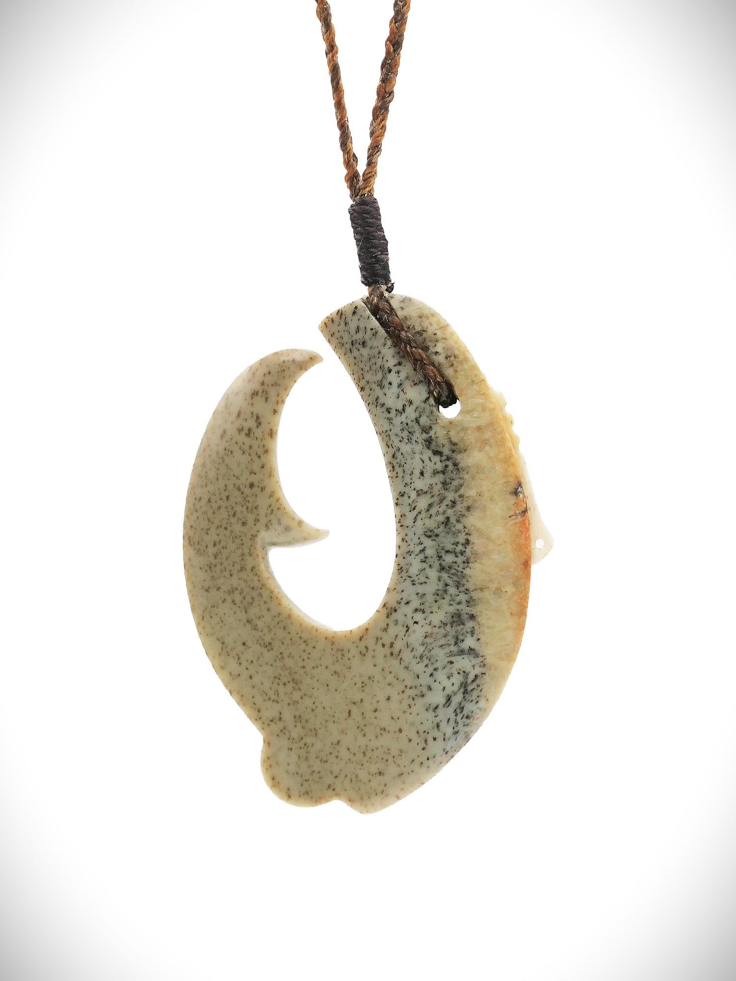 Moko Pounamu Hei Matau (Hook) NZ Genuine Kokopu Greenstone - Keirunga