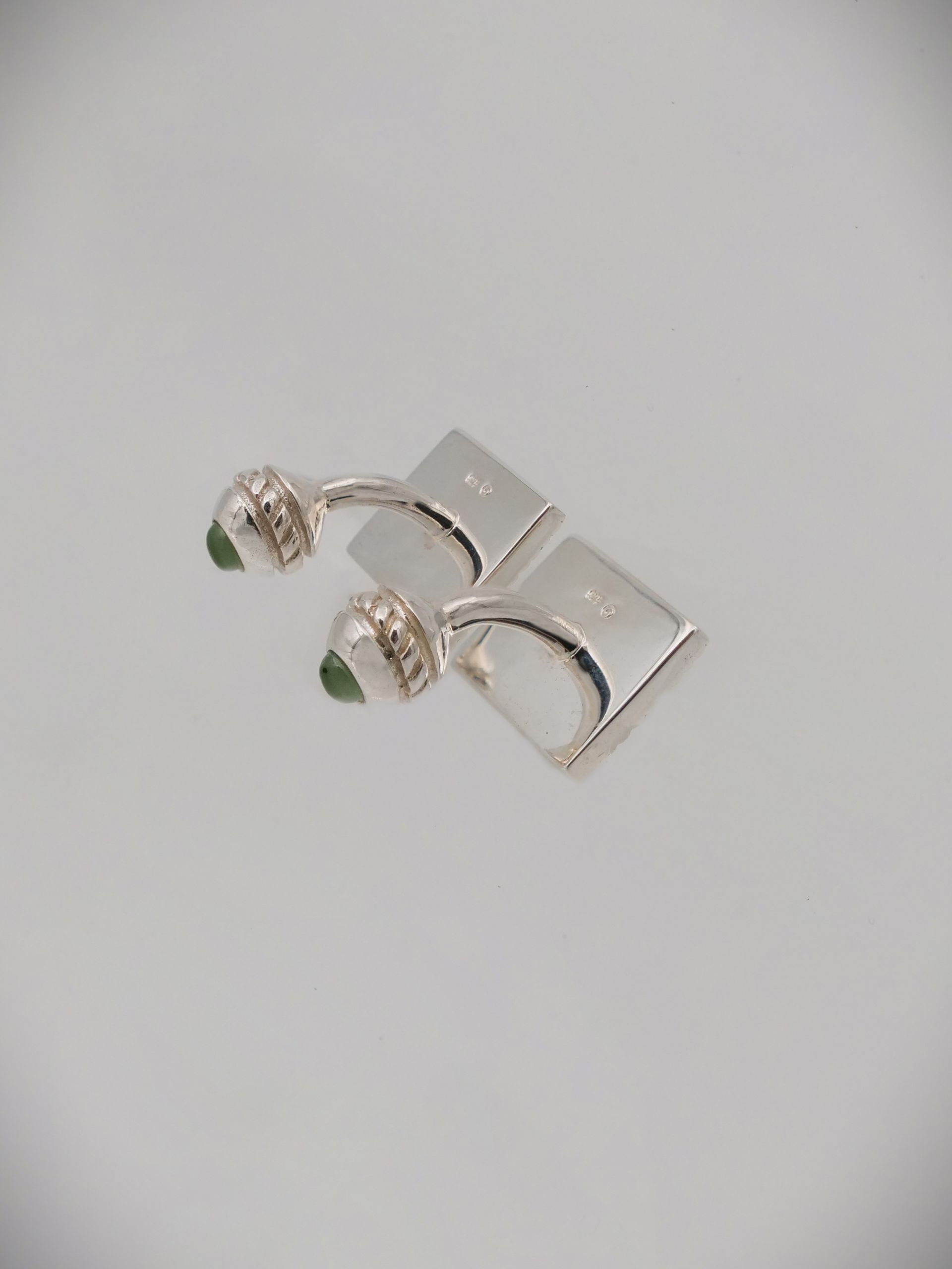 Moko Pounamu Vintage Greenstone and Silver Fern Cufflinks - CL5