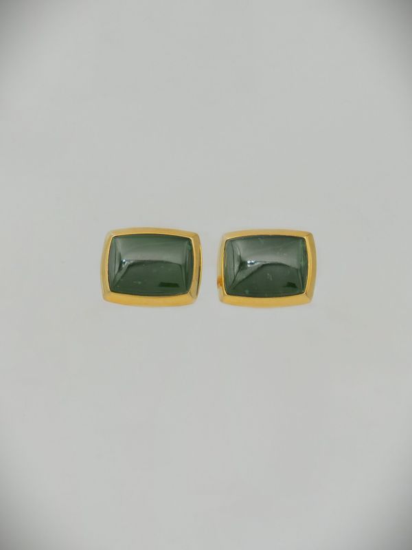 Moko Pounamu Vintage Genuine NZ Kahurangi Greenstone & Gold Plated Sterling Silver Cufflinks - CL4GP
