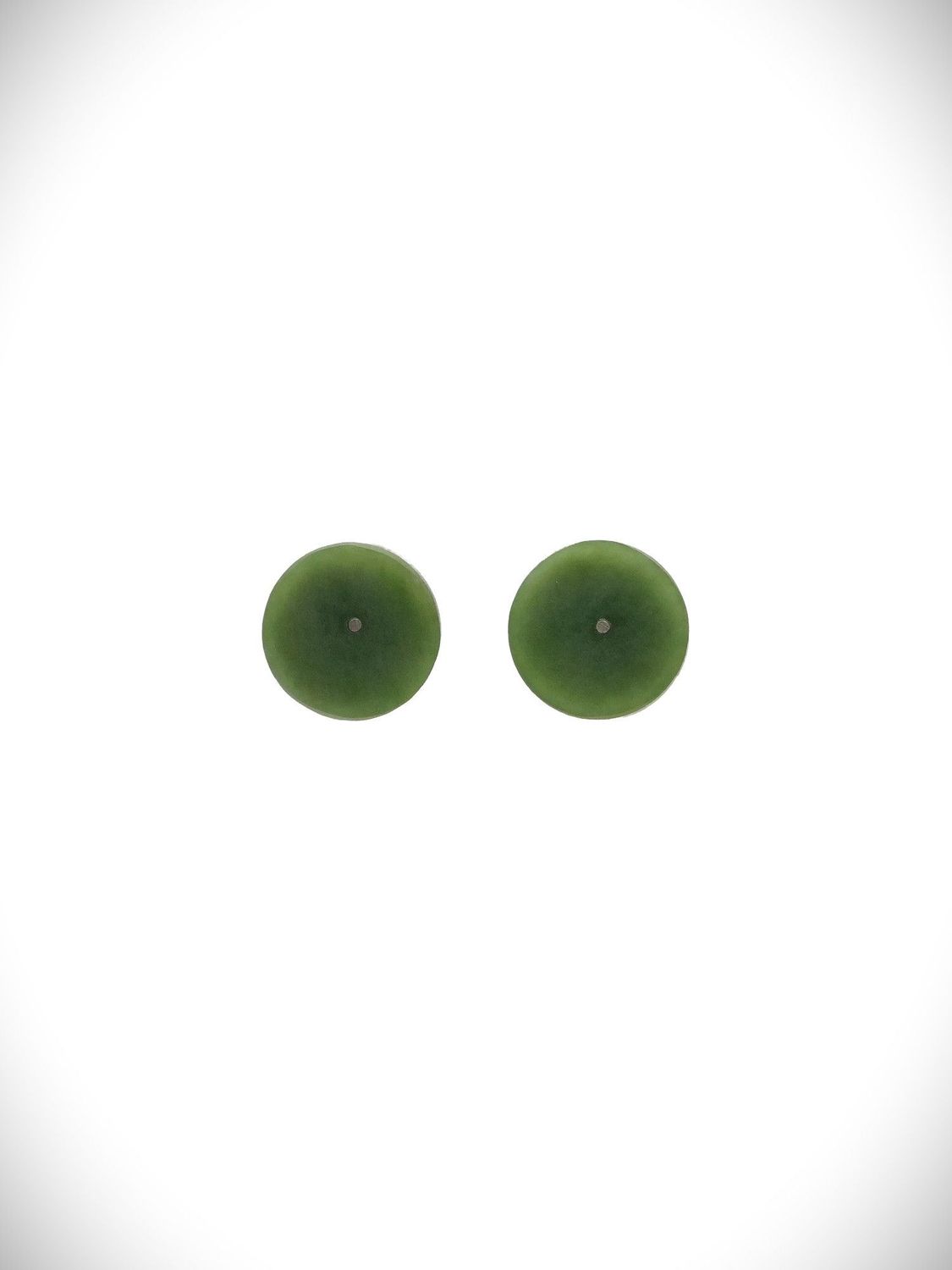 Moko Pounamu Genuine NZ Marsden Flower Greenstone & Sterling Silver Disc Stud Earrings - Korito