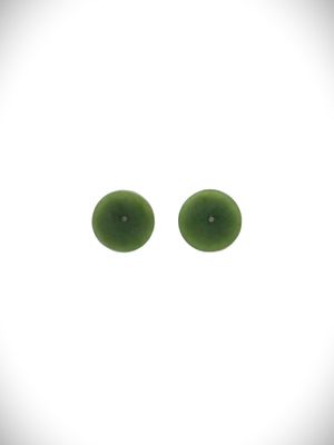 Moko Pounamu Genuine NZ Marsden Flower Greenstone & Sterling Silver Disc Stud Earrings - Korito