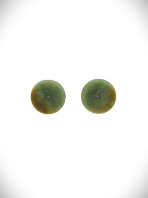 Moko Pounamu Genuine NZ Marsden Flower Greenstone & Sterling Silver Disc Stud Earrings - Kaimiro