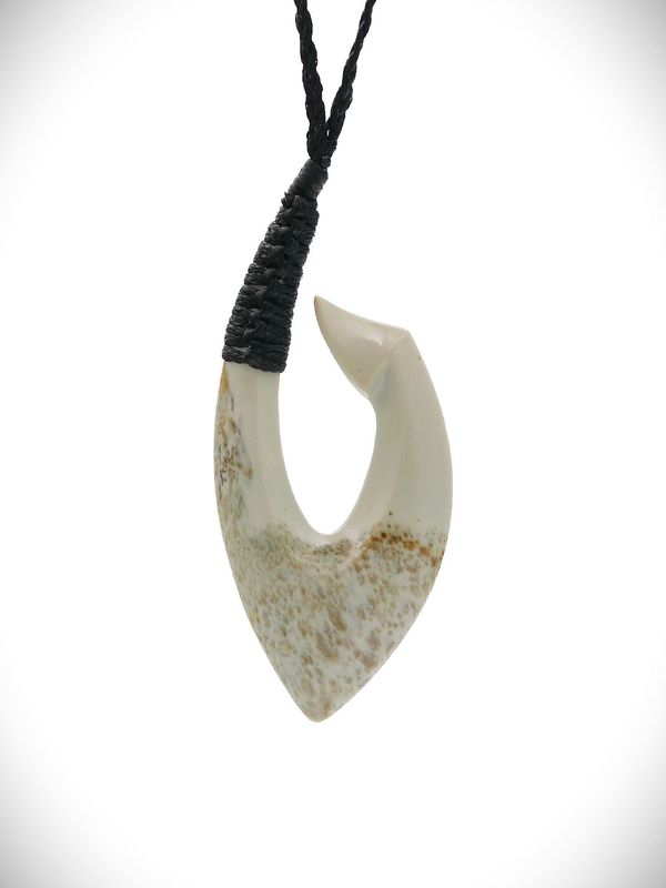 Moko Pounamu Hei Matau (Hook) NZ Genuine Kokopu Greenstone - Waiatarua