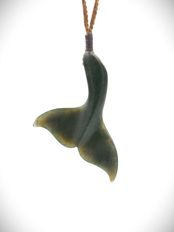 Moko Pounamu Whales Tail NZ Genuine Tangiwai Greenstone - Pukeokahu