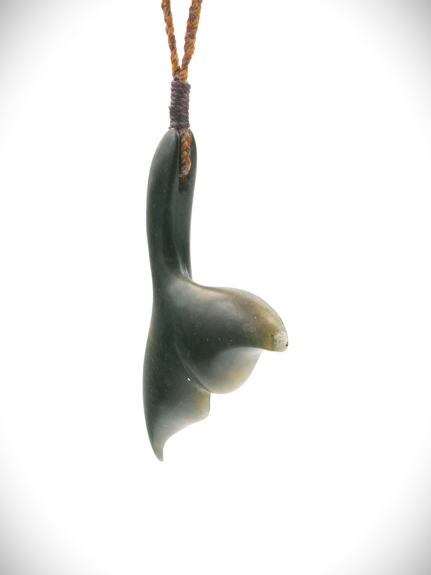 Moko Pounamu Whales Tail NZ Genuine Tangiwai Greenstone - Pukeokahu