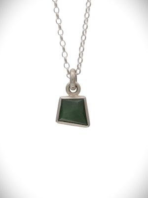 Moko Pounamu Genuine NZ Kawakawa Greenstone & Sterling Silver Faceted Geometric Pendant - Tariki Moko Pounamu Genuine NZ Kawakawa Greenstone & Sterling Silver Faceted Geometric Pendant - Tariki