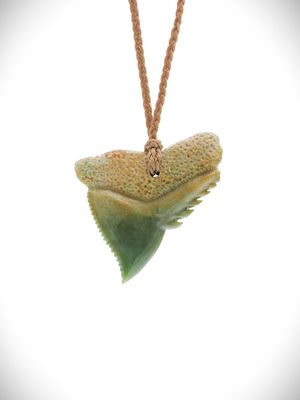 Moko Pounamu Mako Mau (Shark Tooth) Genuine NZ Marsden Flower Pounamu Greenstone - Hauraki Moko Pounamu Mako Mau (Shark Tooth) Genuine NZ Marsden Flower Pounamu Greenstone - Hauraki