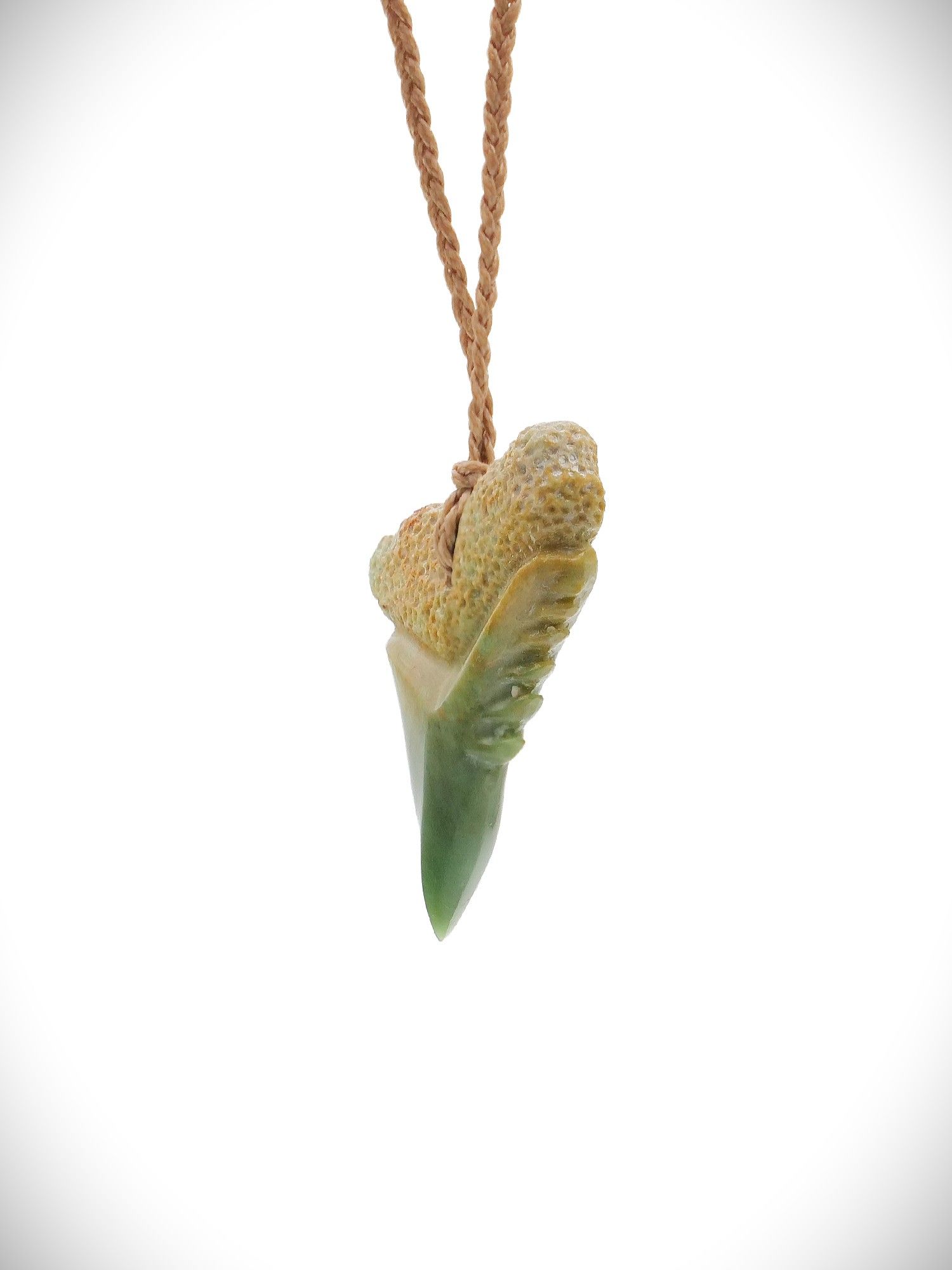Moko Pounamu Mako Mau (Shark Tooth) Genuine NZ Marsden Flower Pounamu Greenstone - Hauraki