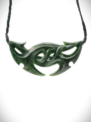 Moko Pounamu Kouma (Breastplate) Genuine NZ Kawakawa Greenstone - Waiake Moko Pounamu Kouma (Breastplate) Genuine NZ Kawakawa Greenstone - Waiake