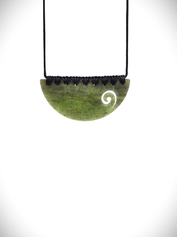 Moko Pounamu Kouma (Breastplate) NZ Genuine Hapopo Greenstone -Ngaroma