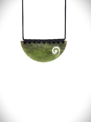 Moko Pounamu Kouma (Breastplate) NZ Genuine Hapopo Greenstone -Ngaroma