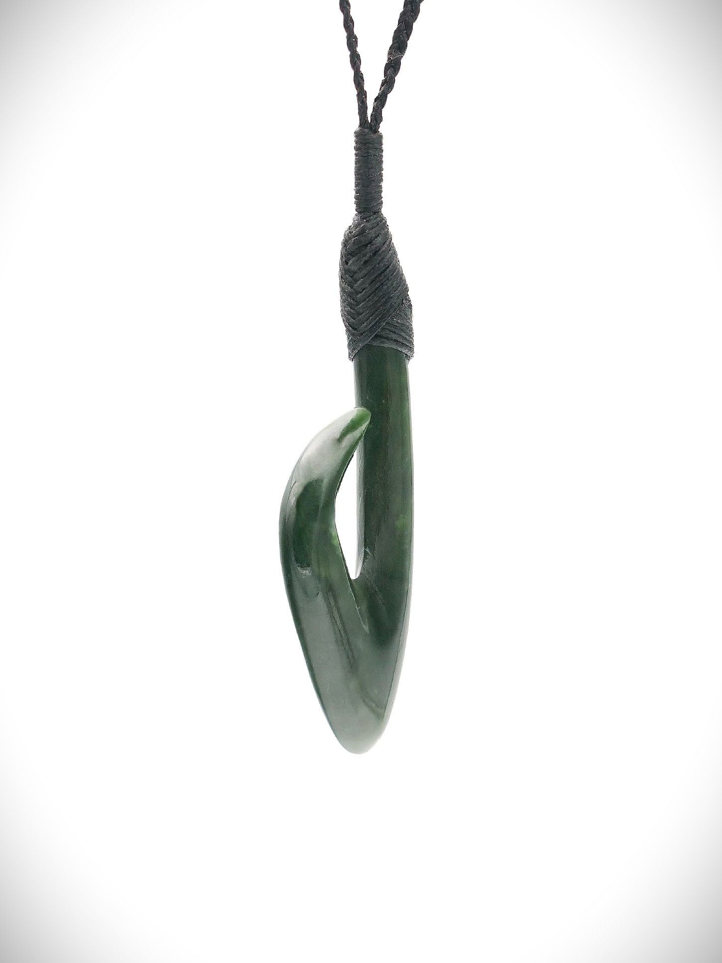 Moko Pounamu Hei Matau (Hook) NZ Genuine Kawakawa Greenstone - Whakahau