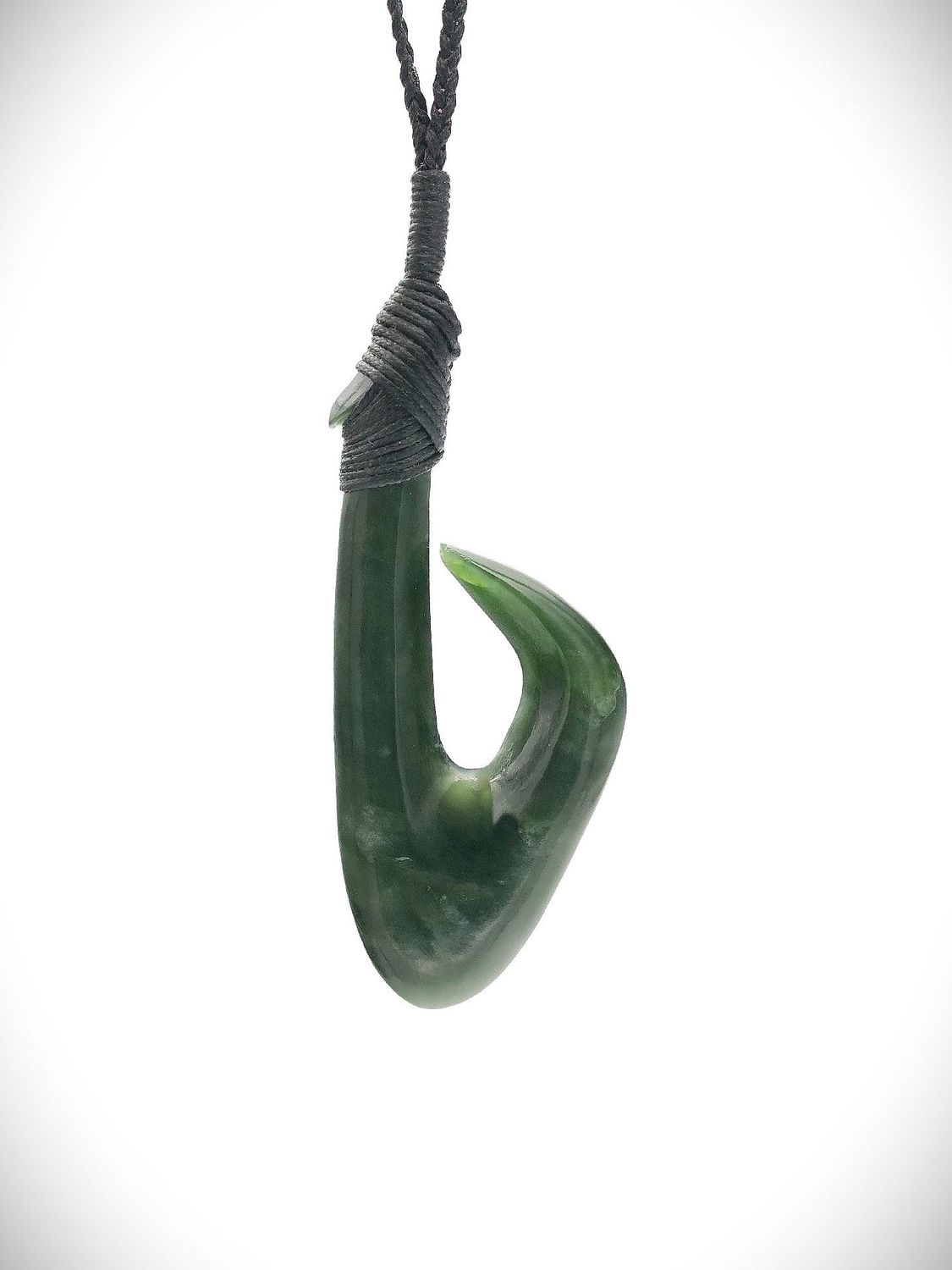 Moko Pounamu Hei Matau (Hook) NZ Genuine Kawakawa Greenstone - Whakahau Moko Pounamu Hei Matau (Hook) NZ Genuine Kawakawa Greenstone - Whakahau