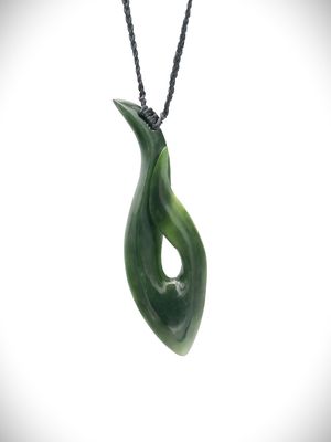 Moko Pounamu Hei Matau (Hook) NZ Genuine Kawakawa Greenstone - Awanohi Moko Pounamu Hei Matau (Hook) NZ Genuine Kawakawa Greenstone - Awanohi