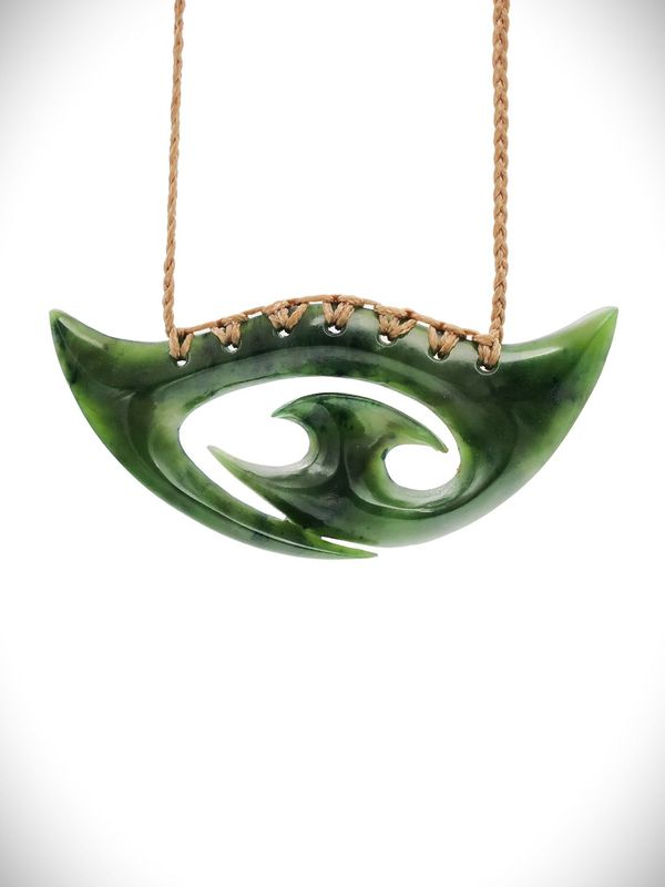 Moko Pounamu Kouma (Breastplate) Genuine NZ Kawakawa Greenstone - Whangapararoa