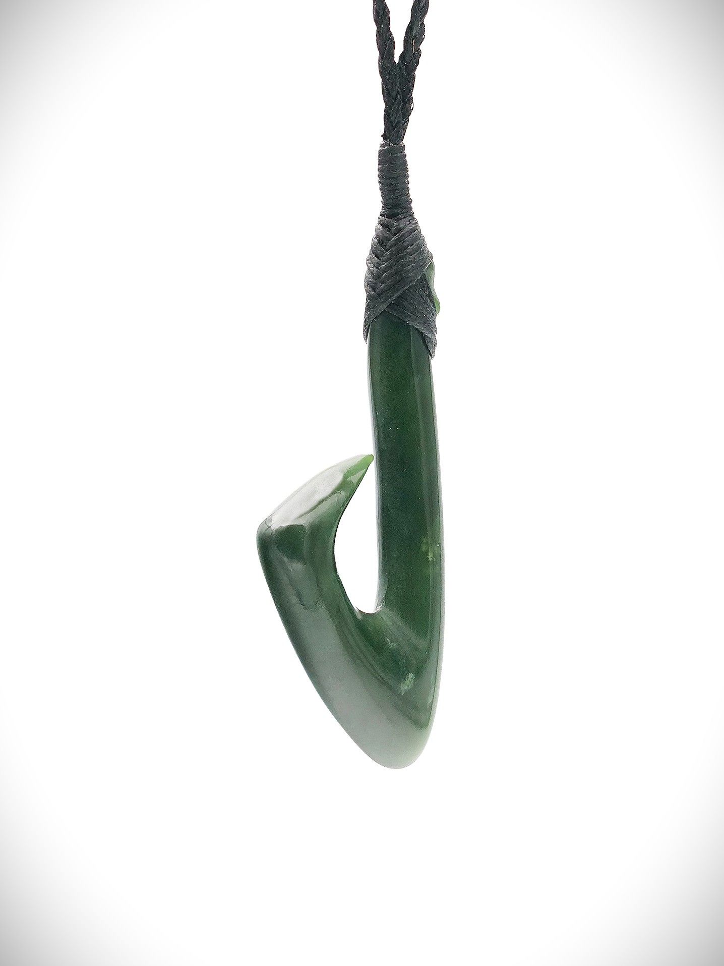 Moko Pounamu Hei Matau (Hook) NZ Genuine Kawakawa Greenstone - Matakatia