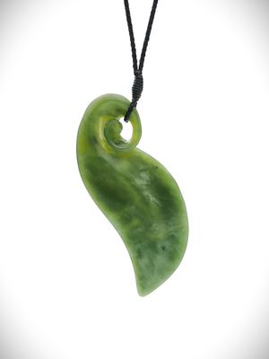 Moko Pounamu Artistic Leaf NZ Genuine Kahurangi Flower Greenstone - Taharua Moko Pounamu Artistic Leaf NZ Genuine Kahurangi Flower Greenstone - Taharua