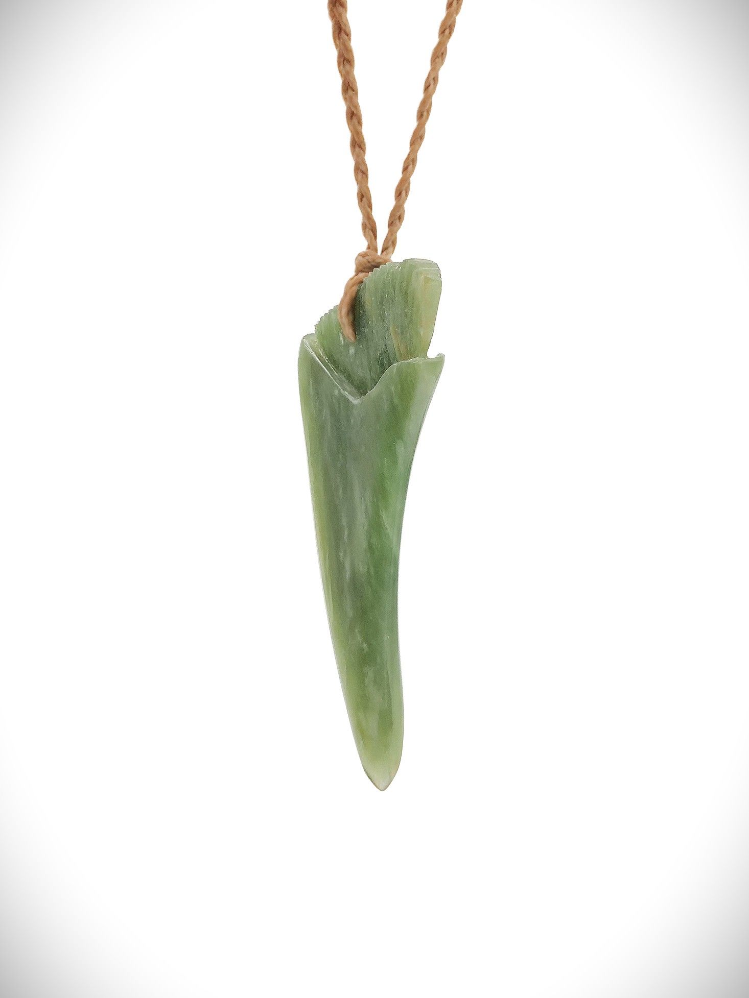 Moko Pounamu Mako Mau (Shark Tooth) Genuine NZ Kawakawa Pounamu Greenstone - Okoromai