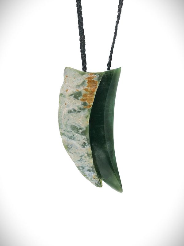 Moko Pounamu Rei Niho Genuine NZ Kawakawa Pounamu Greenstone - Kotanui