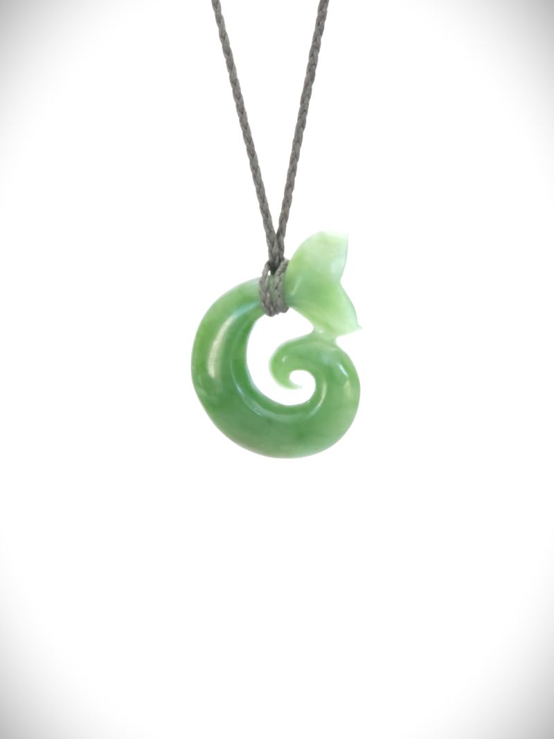 Moko Pounamu Contemporary Design NZ Genuine Inanga Whale tail Greenstone  - Iwikau