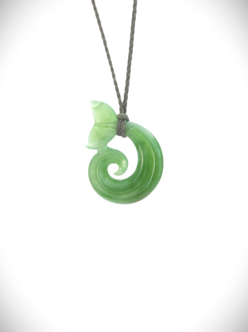 Moko Pounamu Contemporary Design NZ Genuine Inanga Whale tail Greenstone  - Iwikau