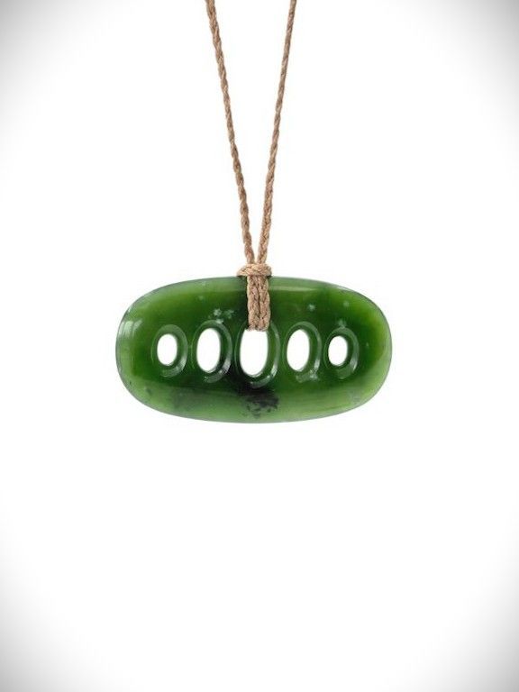 Moko Pounamu Contemporary Design NZ Genuine Kawakawa Greenstone - Hone