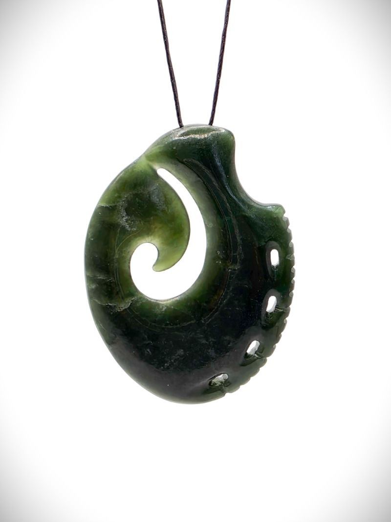 Moko Pounamu Koru NZ Genuine Kawakawa Greenstone - Maninitua