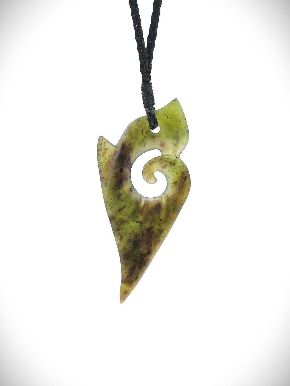 Moko Pounamu Contemporary Koru NZ Genuine Totoweka Greenstone - Tahekeroa