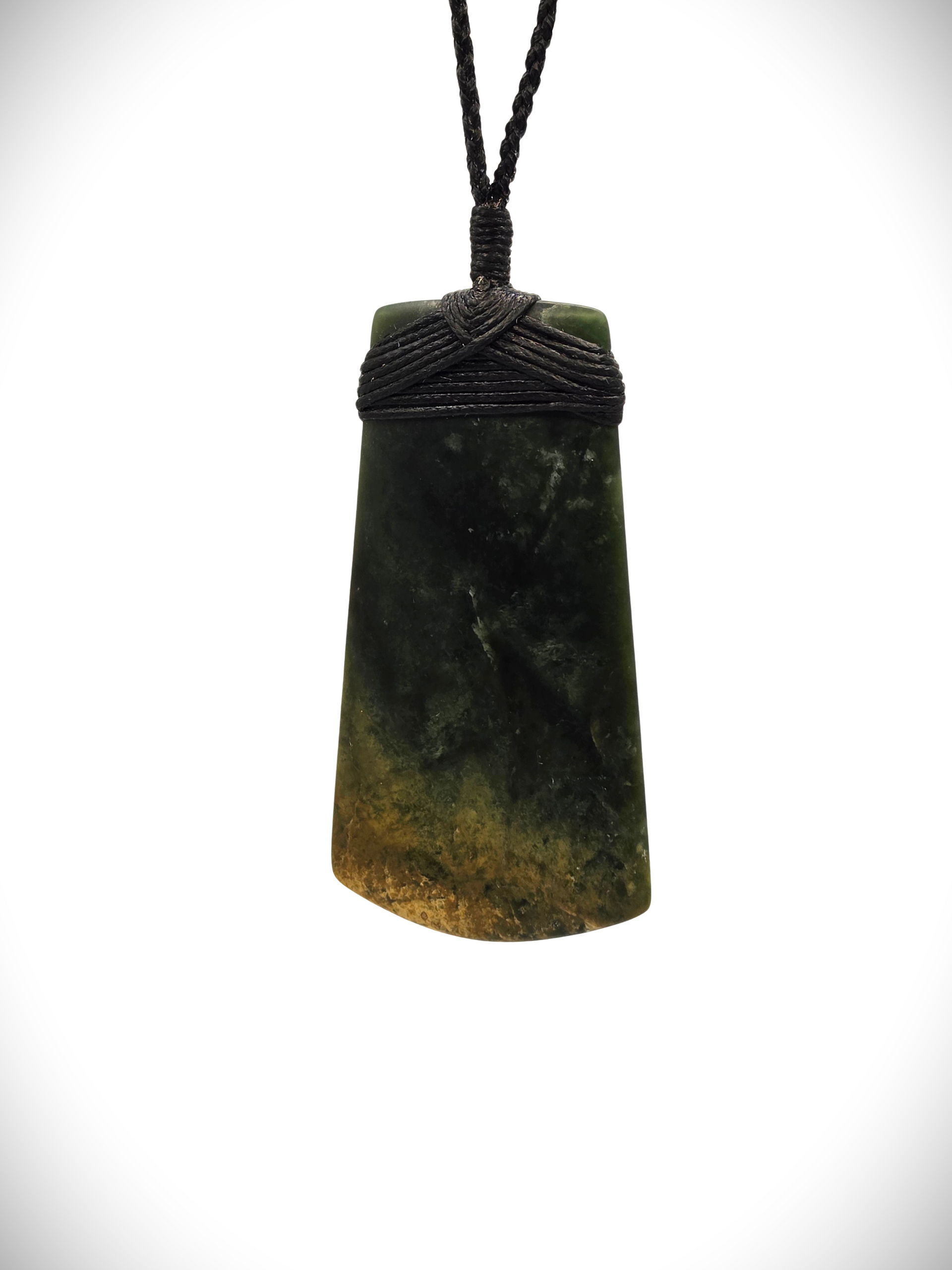 Moko Pounamu Toki Genuine NZ Kawakawa Greenstone - Iwikau
