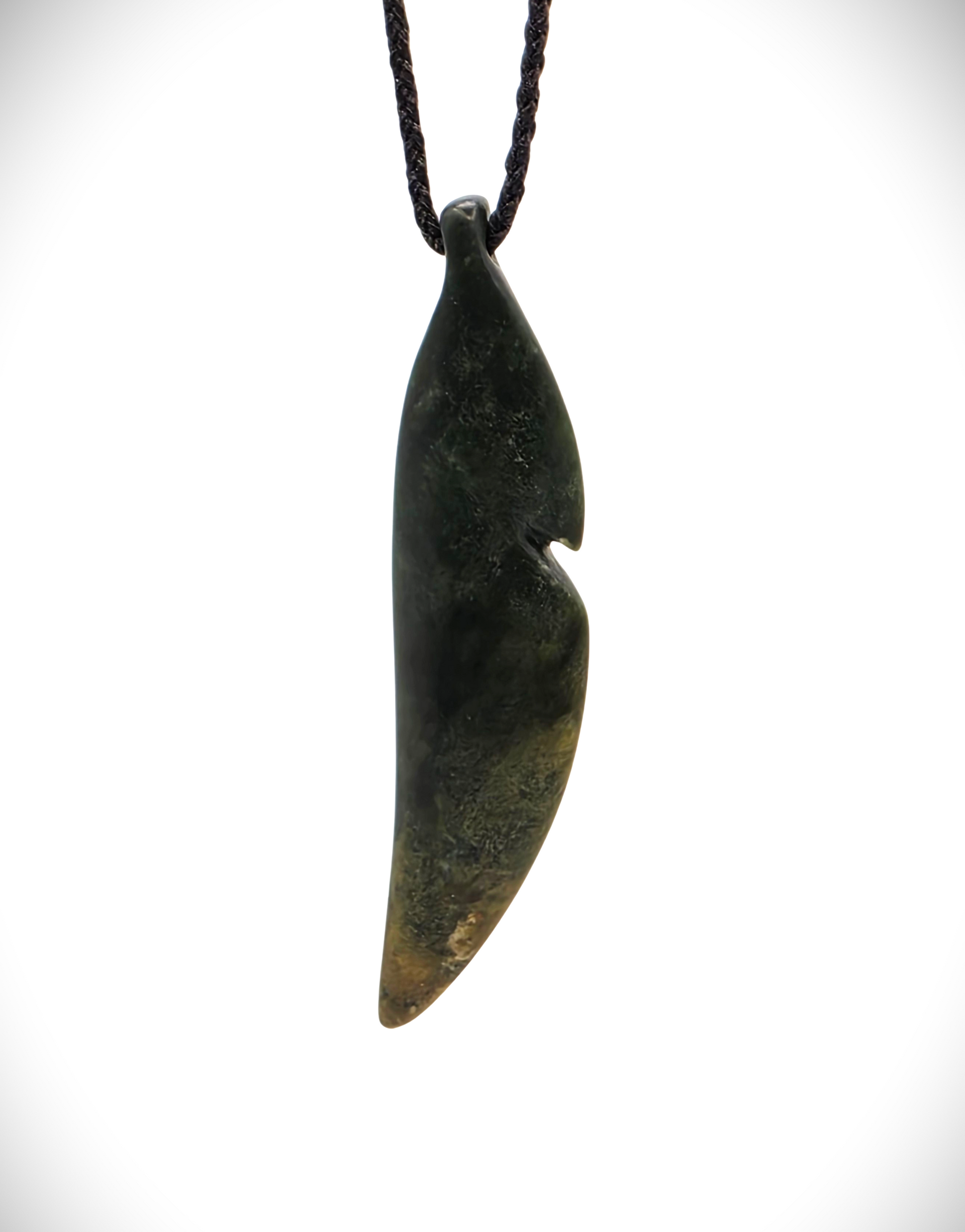 Moko Pounamu Feather Genuine NZ Kawakawa Greenstone - Kahikatea