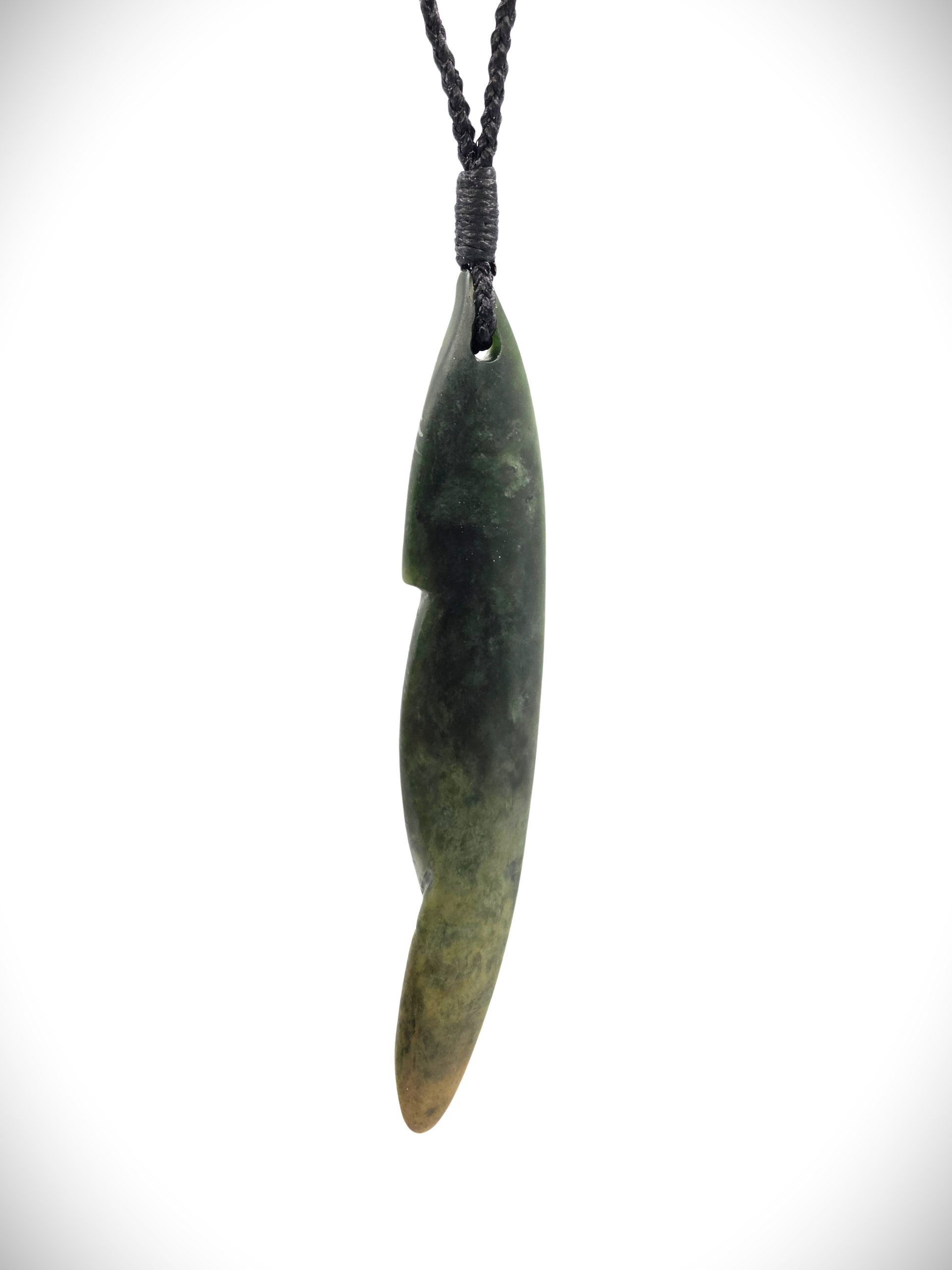 Moko Pounamu Feather Genuine NZ Kawakawa Greenstone - Hongi