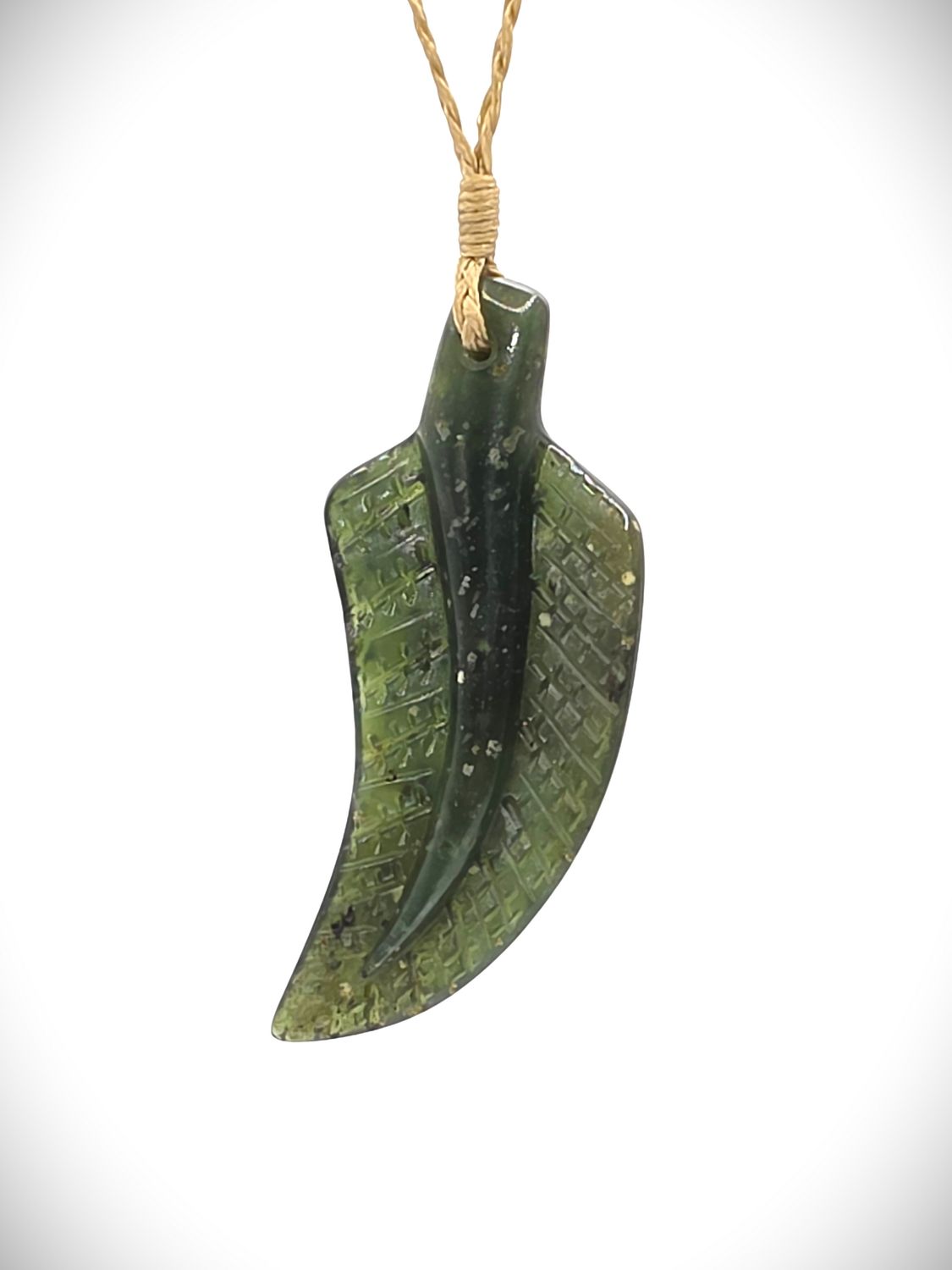 Moko Pounamu Fern Leaf Genuine NZ Kawakawa Greenstone - Kakariki Moko Pounamu Fern Leaf Genuine NZ Kawakawa Greenstone - Kakariki