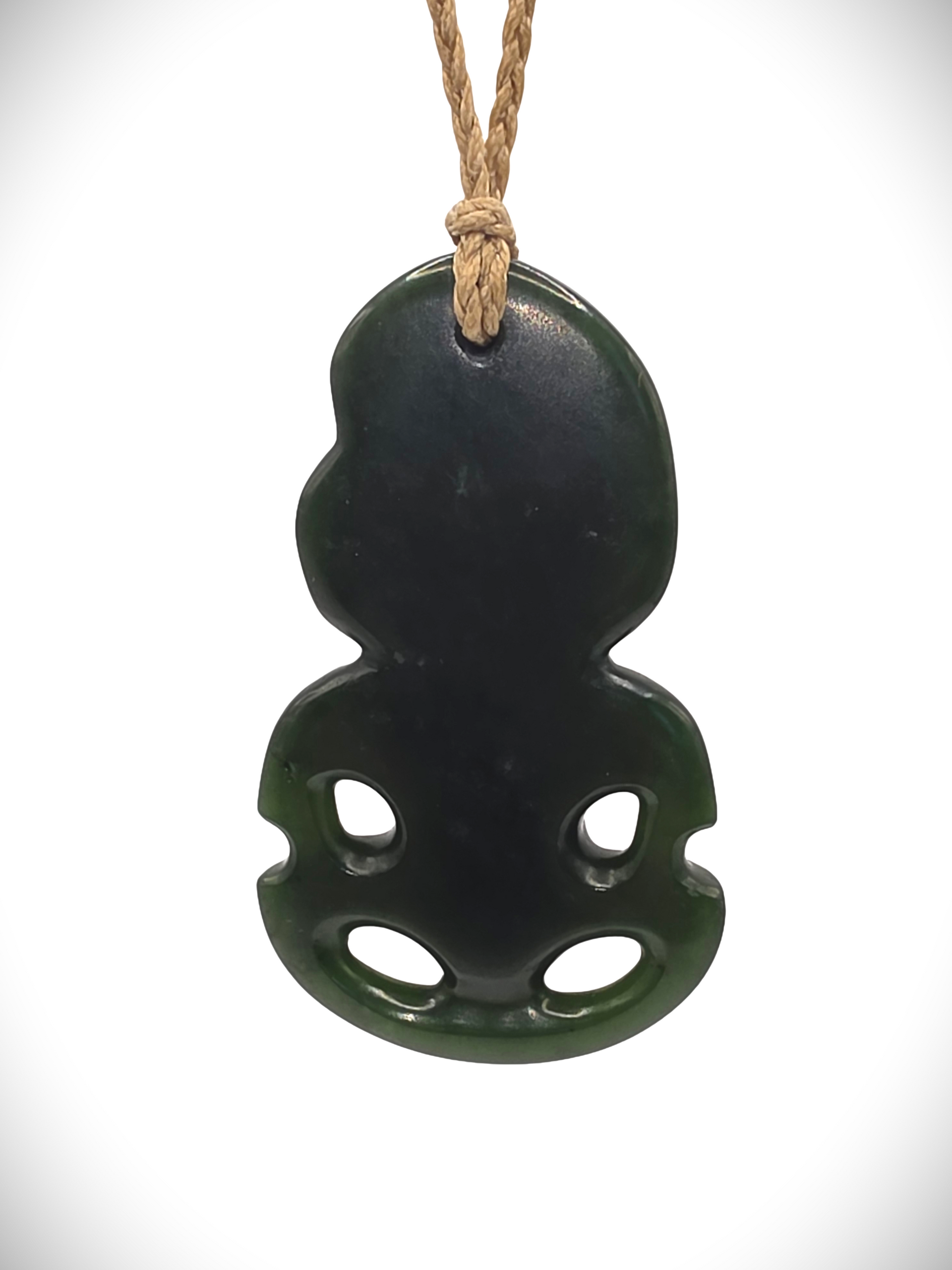 Moko Pounamu Hei Tiki Genuine NZ Kawakawa Greenstone - Ngarimu