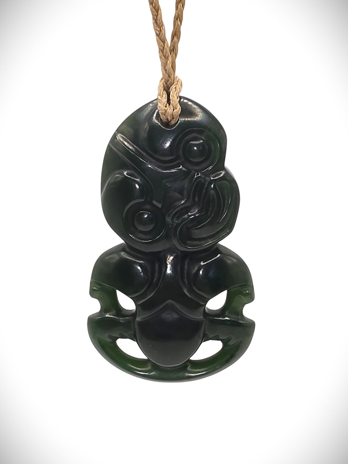Moko Pounamu Hei Tiki Genuine NZ Kawakawa Greenstone - Ngarimu