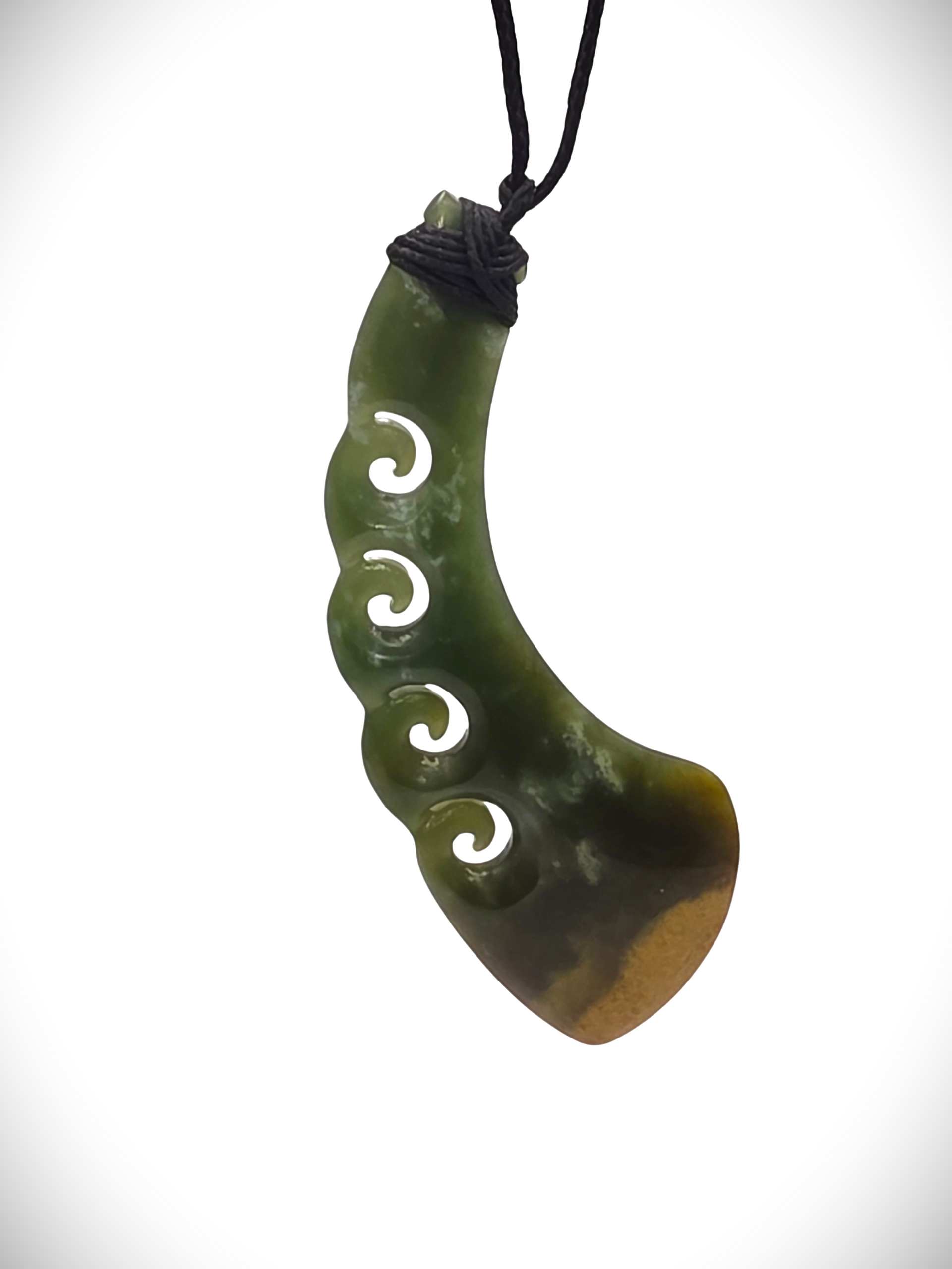 Moko Pounamu Contemporary Design Genuine NZ Kahurangi Greenstone - Maanu