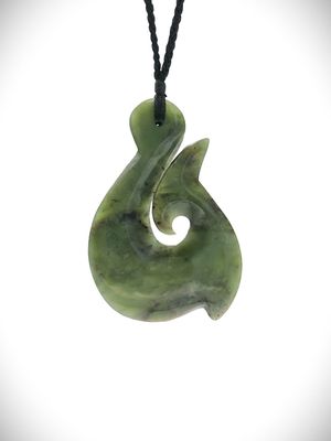Moko Pounamu Hei Matau (Hook) NZ Genuine Hapopo Greenstone - Tauanui