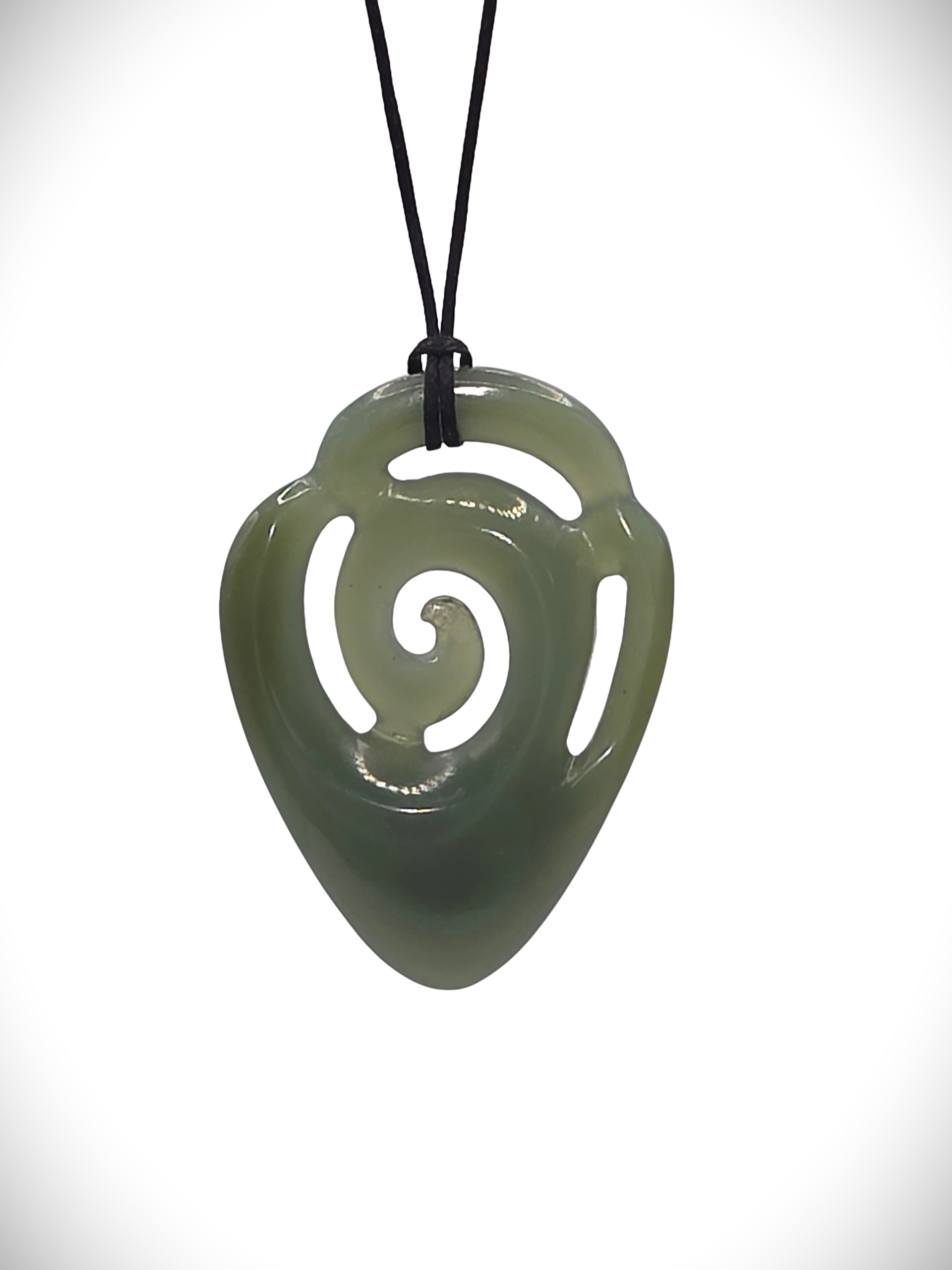 Moko Pounamu Koru NZ Genuine Kawakawa Greenstone - Marama