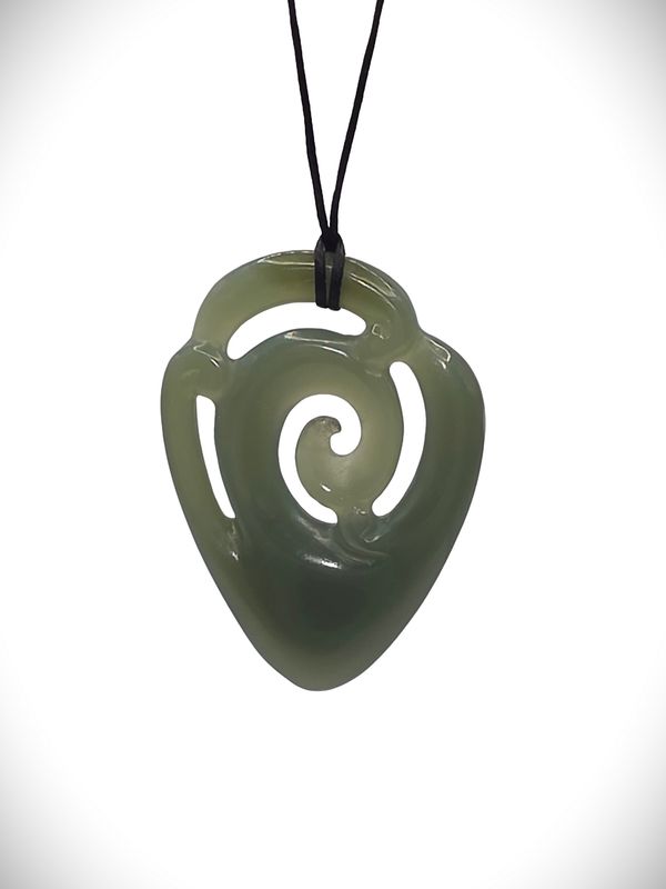 Moko Pounamu Koru NZ Genuine Inanga Greenstone - Marama Moko Pounamu Koru NZ Genuine Inanga Greenstone - Marama
