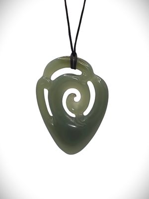 Moko Pounamu Koru NZ Genuine Inanga Greenstone - Marama