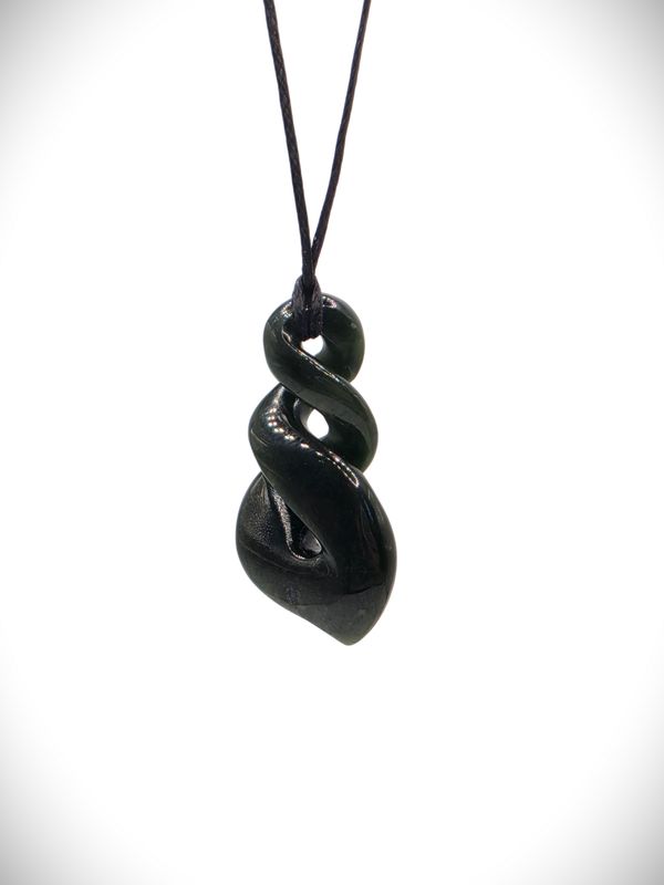 Moko Pounamu Double Pikorua (Twist) NZ Genuine Kawakawa Greenstone - Maketu