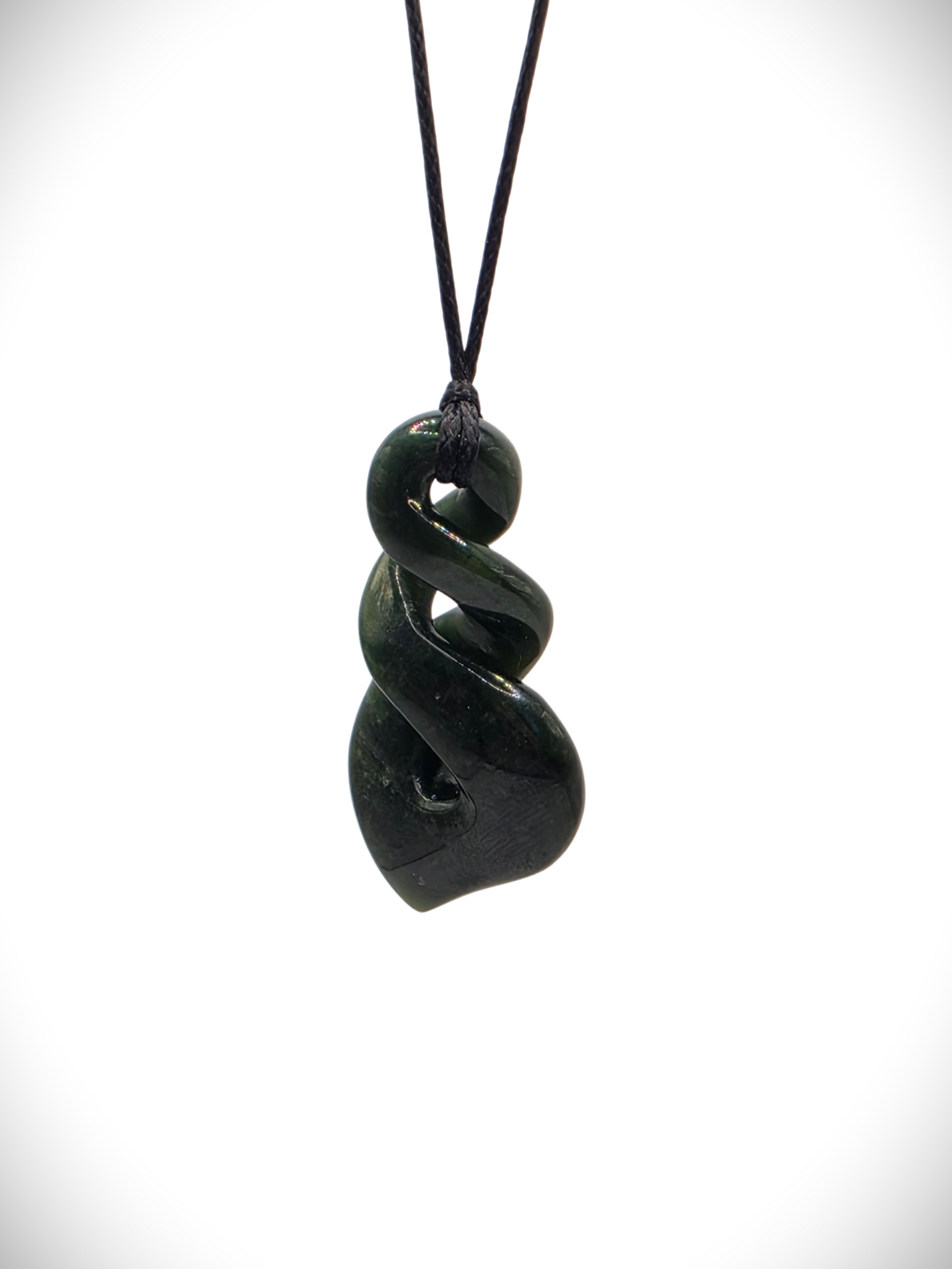 Moko Pounamu Double Pikorua (Twist) NZ Genuine Kawakawa Greenstone - Maketu