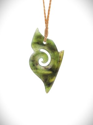 Moko Pounamu Contemporary Koru NZ Genuine Totoweka Greenstone - Hakaru